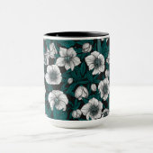 Witte Hellebores met blauwe bladeren Mok (Midden)
