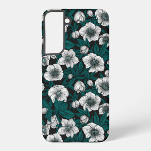 Witte Hellebores met blauwe bladeren Samsung Galaxy Hoesje