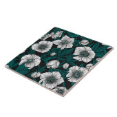 Witte Hellebores met blauwe bladeren Tegeltje (Zijkant)