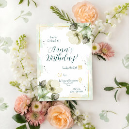 Witte Helleborus Aquarel Bloemen Verjaardag Kaart