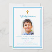 Witte hemel blauwe foto boog Eerste Heilige Commun Kaart (Voorkant)