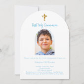 Witte hemel blauwe foto boogjongen Eerste Heilige  Kaart (Voorkant)