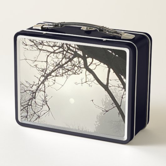 Witte hemel en zon dramatisch omlijst door bomen (Achterkant)