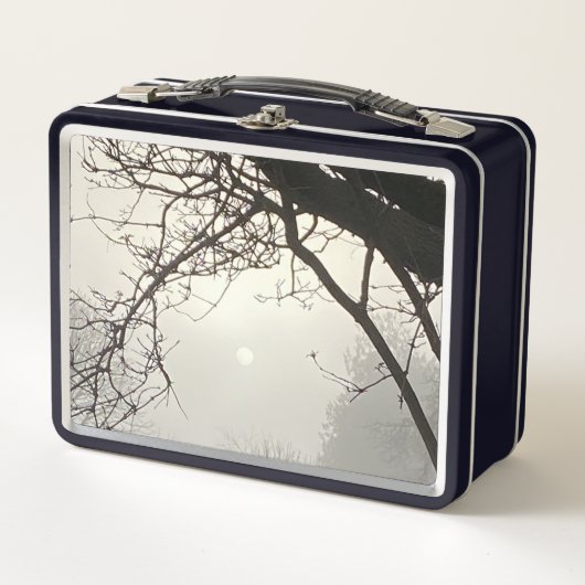 Witte hemel en zon dramatisch omlijst door bomen (Voorkant)