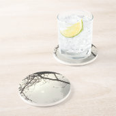 Witte hemel en zon dramatisch omlijst door bomen zandsteen onderzetter (Zijkant)