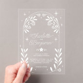 Witte Hemelse Sterrenboog Huwelijk Acryl Uitnodigingen (Insitu (Draagbaar))