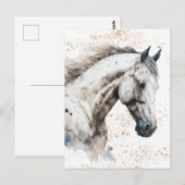 Witte hengst | Aquarel ontwerp | Briefkaart (Voorkant / Achterkant)