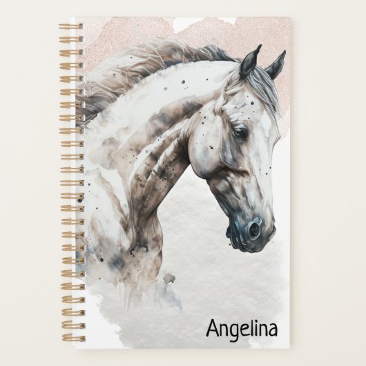 Witte hengst | Aquarel ontwerp | Planner (Voorkant)