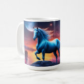 Witte hengst Fantasie Roze Tuin Koffiemok (Voorkant links)