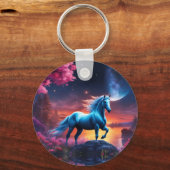 Witte hengst Fantasie Roze Tuin Sleutelhanger (Achterkant)