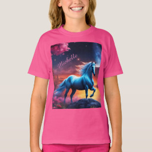 Witte hengst Fantasie Roze Tuin T-shirt