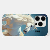 Witte hengst gepersonaliseerde naam Case-Mate iPhone case (Achterkant (horizontaal))