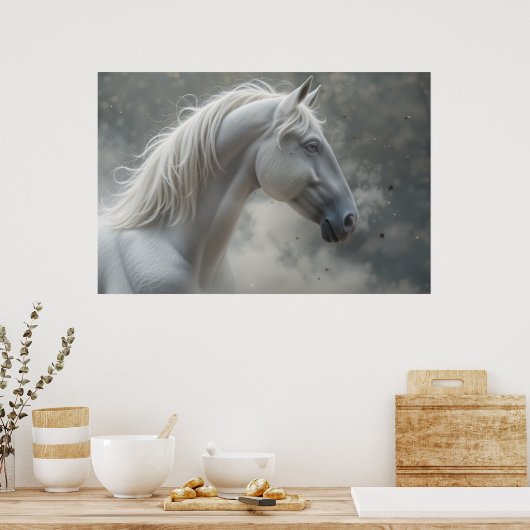 Witte hengst poster (Keuken)