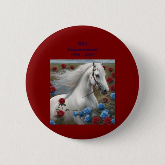 Witte hengst Semiquincentennial knoop Ronde Button 5,7 Cm (Voorkant)
