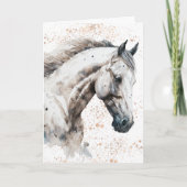 Witte Hengst | Watercolorontwerp | Wenskaart Kaart (Voorkant)