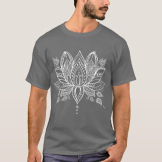 Witte Henna Lotus Yoga Boheemse Graphic T-shirt