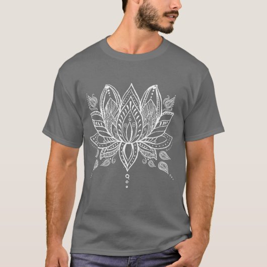 Witte Henna Lotus Yoga Boheemse Graphic T-shirt (Voorkant)