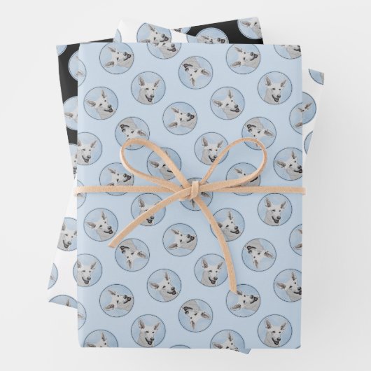 Witte Herder Schilderij Schattigee Originele Pet D Inpakpapier Vel (In situ)