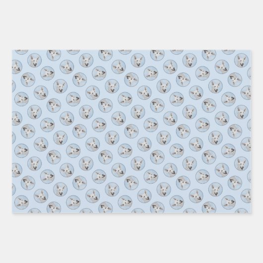 Witte Herder Schilderij Schattigee Originele Pet D Inpakpapier Vel (Voorkant)