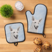 Witte Herder Schilderij Schattigee Originele Pet D Ovenwant & Pannenlap Set (Top down)