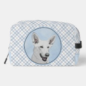 Witte Herder Schilderij Schattigee Originele Pet D Toilettasje (Achterkant)