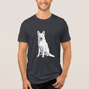 Witte herdershond Pop Art stripillustratie Tri-Blend Shirt