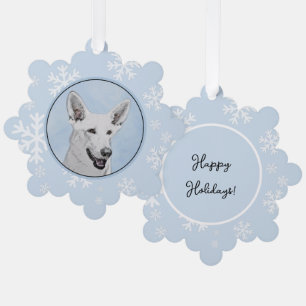 Witte herdershond Schilderij - Mooie Originele Hon Ornament Kaart