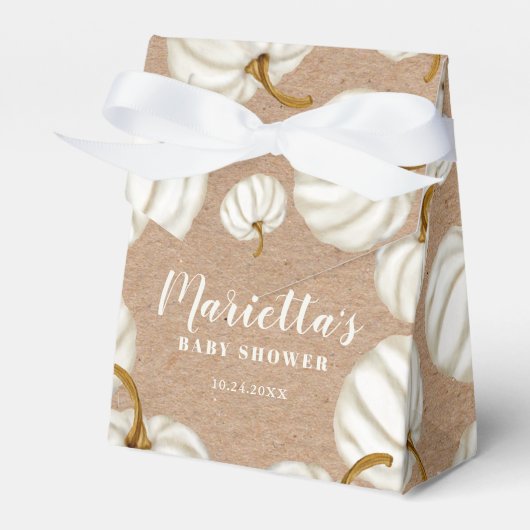 Witte herfst baby shower bedankdoosjes (Voorkant Zijde)