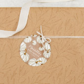 Witte herfst baby shower bedankjes labels