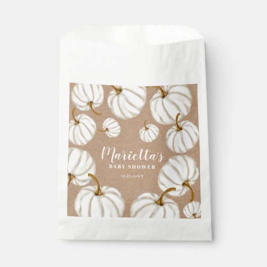 Witte herfst baby shower bedankzakje (Voorkant)