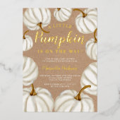 Witte herfst baby shower folie uitnodiging (Voorkant)