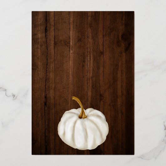 Witte herfst baby shower folie uitnodiging (Achterkant)