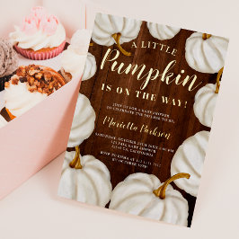 Witte herfst baby shower folie uitnodiging