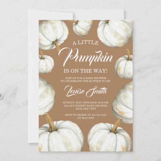 Witte herfst baby shower kaart (Voorkant)