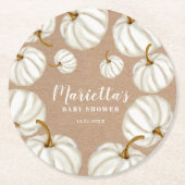 Witte herfst baby shower ronde kartonnen onderzetter (Voorkant)
