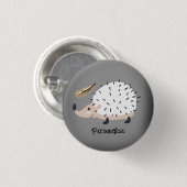 Witte Herfst Egel Schattige Zilver Grijs Pet Ronde Button 3,2 Cm (Voorkant /achterkant)