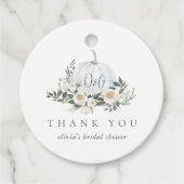 Witte Herfst Pompoen Groene Dank Je Bedankjes Labels (Voorkant)