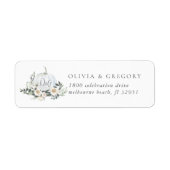Witte Herfst Pompoen Groene Retouradres Etiket (Voorkant)