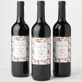 Witte Herfst Terracotta Foliage Wedding Favor Wijn Etiket