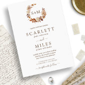 Witte Herfst Terracotta Monogram Bruiloft Kaart