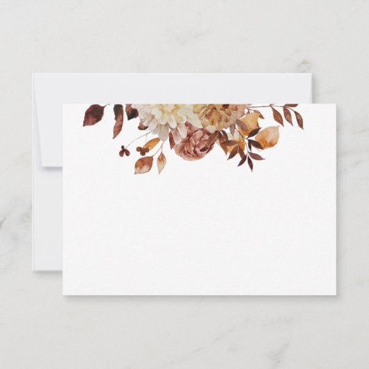 Witte Herfst Waterverf Koper Floral Wedding RSVP (Achterkant)