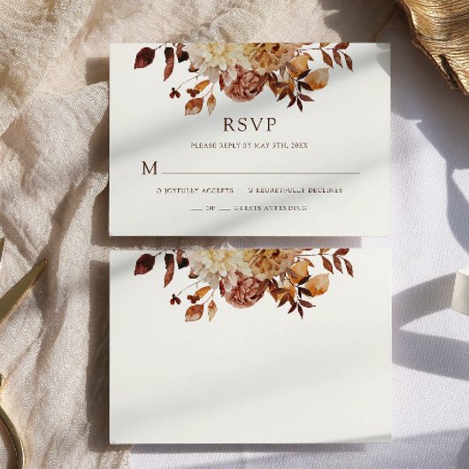 Witte Herfst Waterverf Koper Floral Wedding RSVP