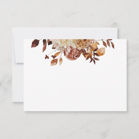 Witte Herfst Waterverf Koper Floral Wedding RSVP Kaartje (Achterkant)