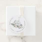 Witte herfstpompoen groen monogram bedankjes labels (In situ)