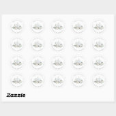 Witte herfstpompoen groen monogram favor ronde sticker (Vel)