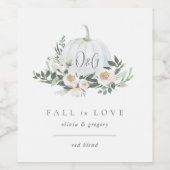 Witte herfstpompoengroene "Liefde in de herfst" Wijn Etiket (Enkel label)