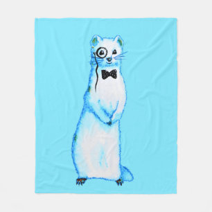 Witte Hermelijn Cute Fret Liefhebber Kunst Fleece Deken