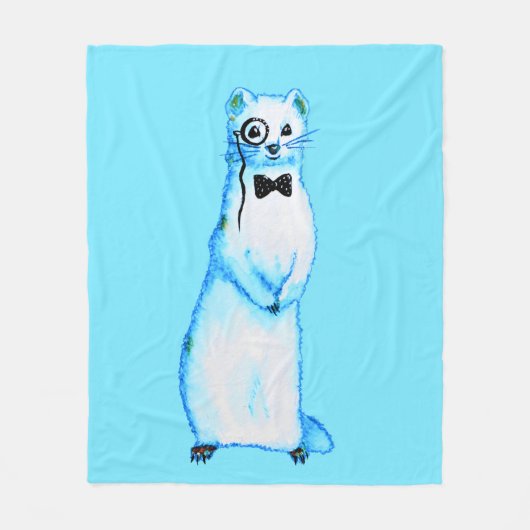 Witte Hermelijn Cute Fret Liefhebber Kunst Fleece Deken (Voorkant)