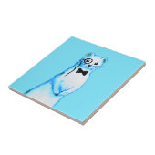 Witte Hermelijn Egel Cute Fretminnaar Kunst Tegeltje (Zijkant)