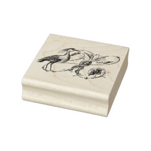 Witte Heron houten stempel